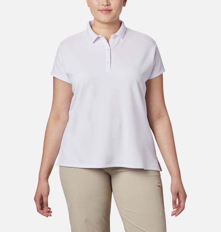 Women\'s Columbia PFG Innisfree Short Sleeve Polo Shirts White | Plus Size CA-C0831